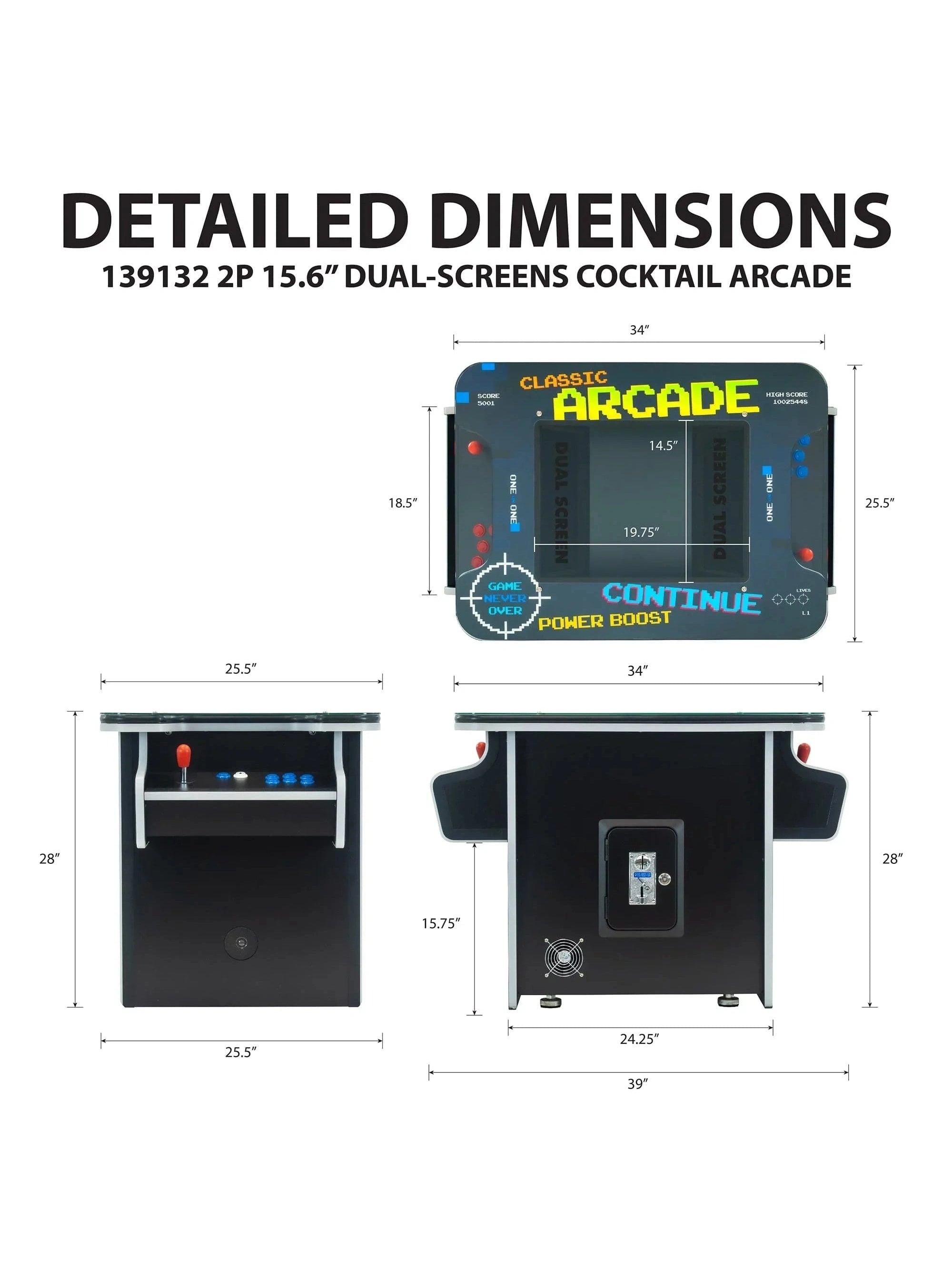 2P Dual-Screen Cocktail Arcade Machine