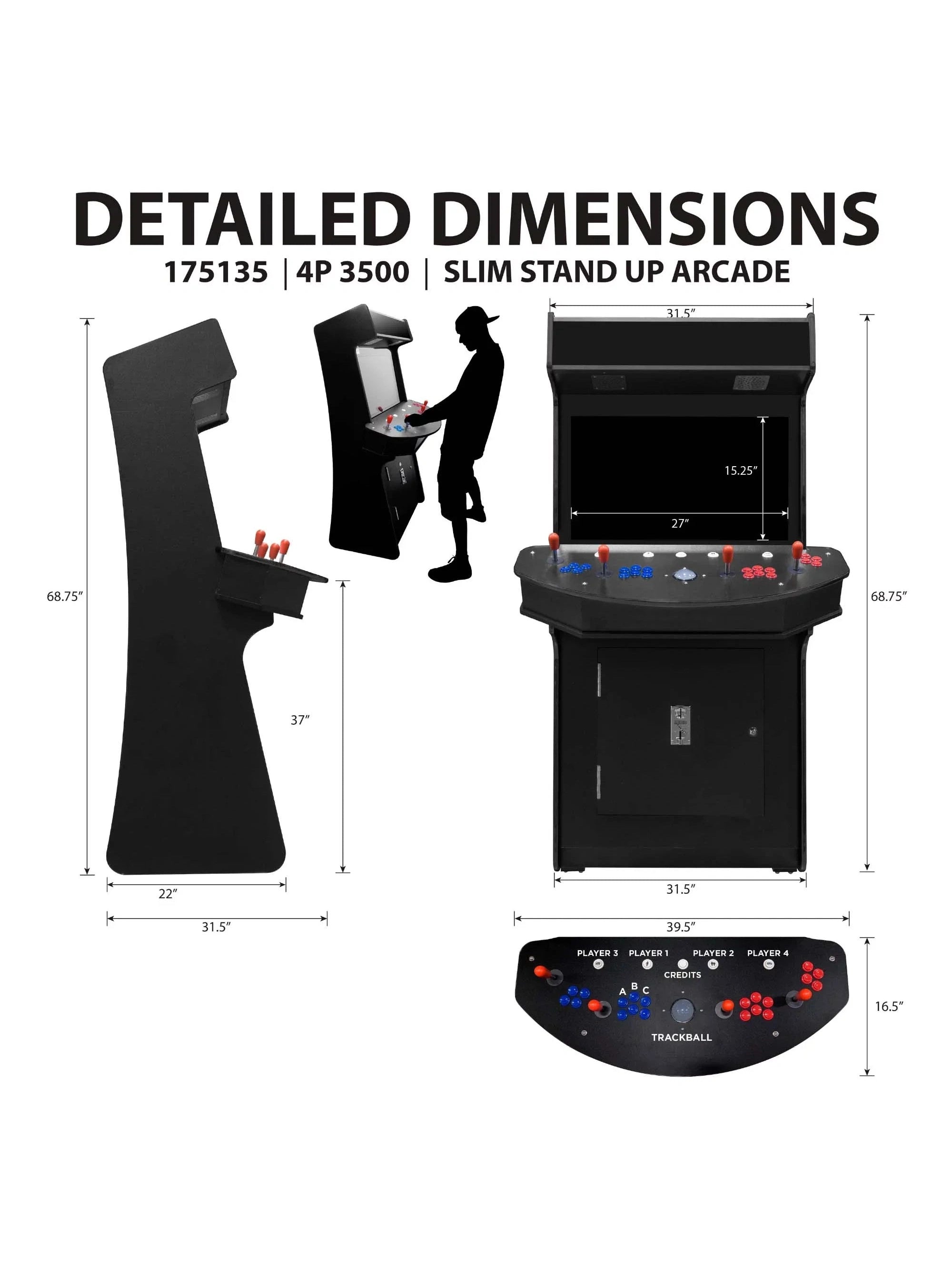 4P Slim Stand Up Arcade Machine