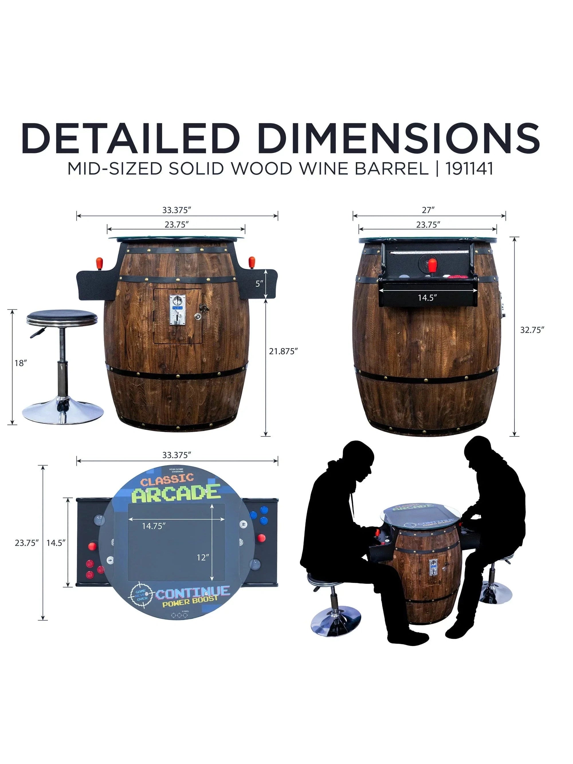 Wine Barrel Cocktail Arcade Machine