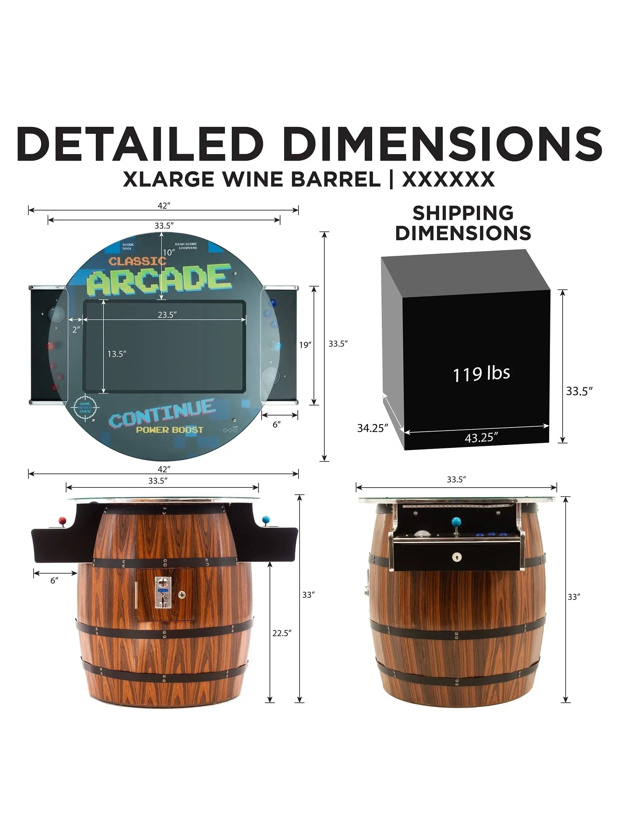 Wine Barrel Cocktail Arcade Machine