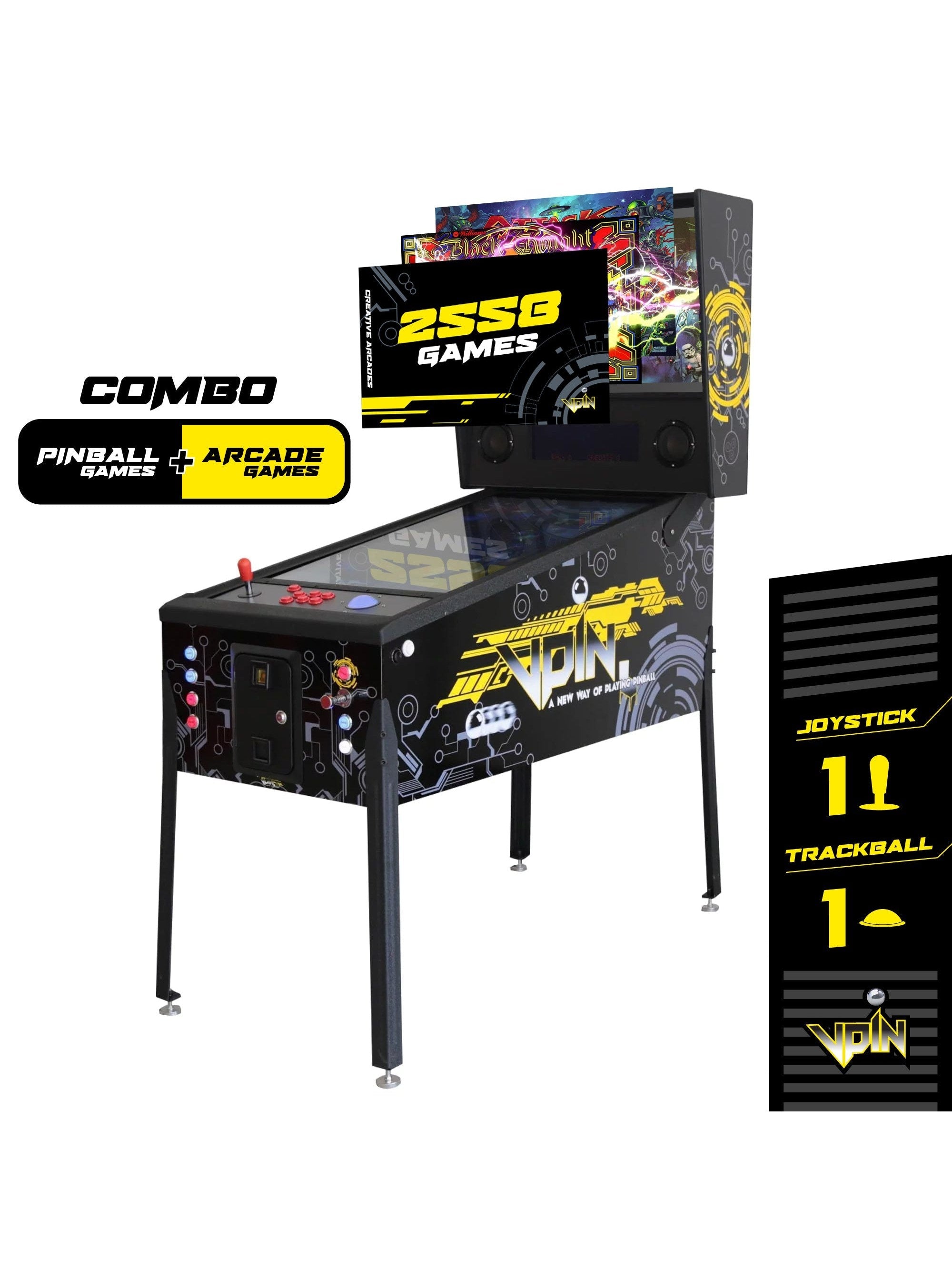 The Pincade Combo | Pinball & Arcade All in One Machine | 1 Player | 2558 Games