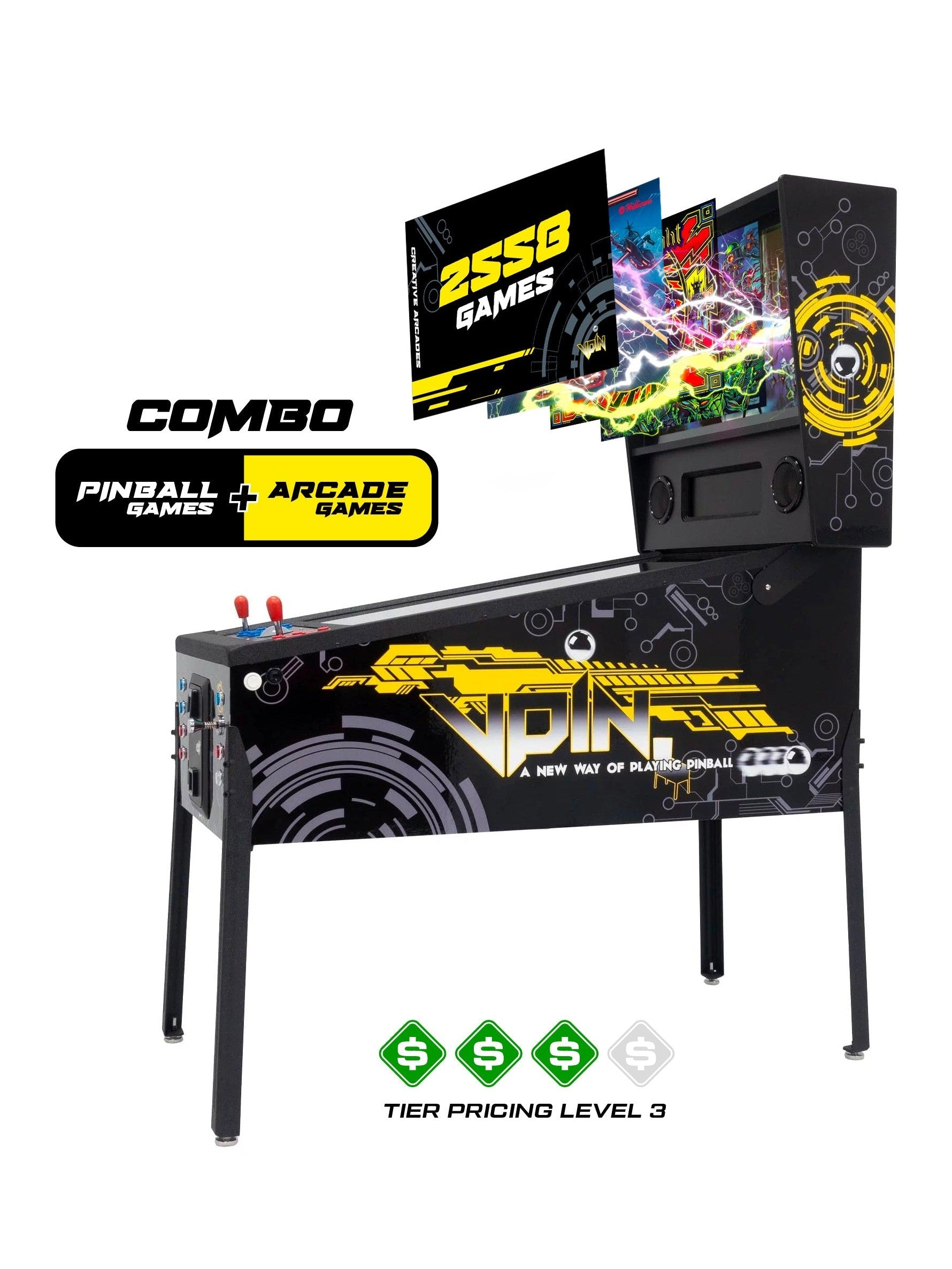 The Pincade Combo | Pinball & Arcade All-In-One Machine | 2 Player | 2558 Games