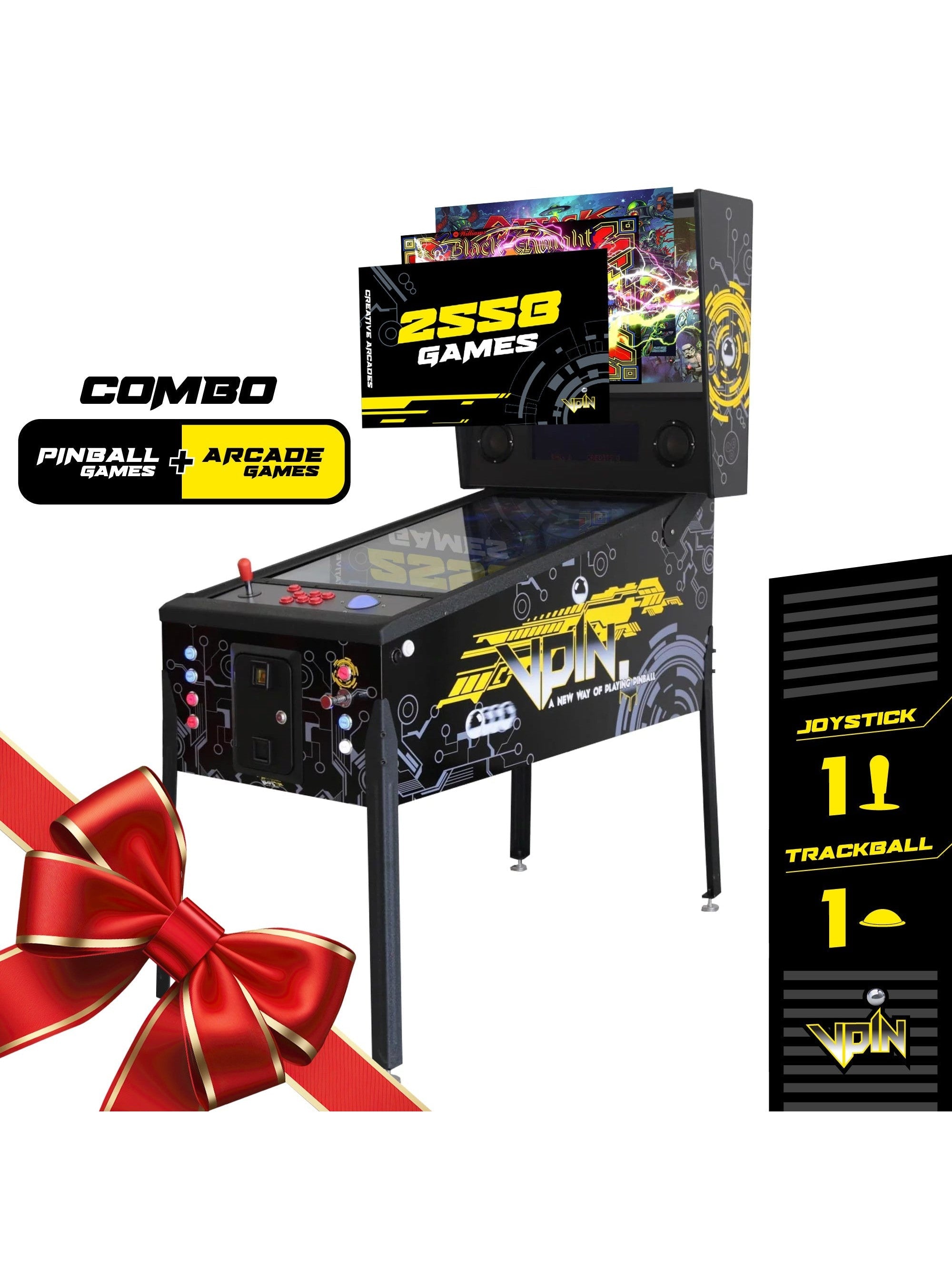 The Pincade Combo | Pinball & Arcade All in One Machine | 1 Player | 2558 Games