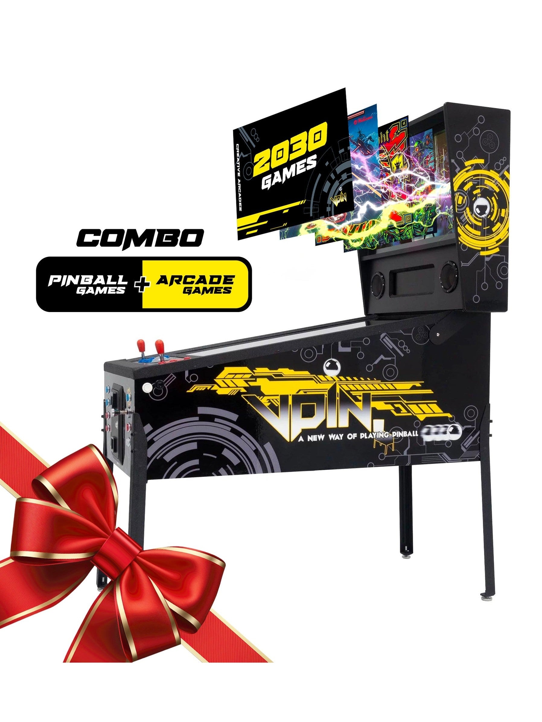 The Pincade Combo | Pinball & Arcade All-In-One Machine | 2 Player | 2030 Games