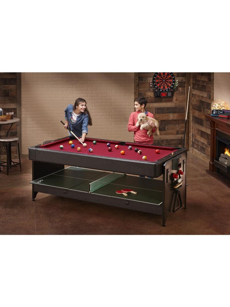 Fat Cat Original 3-in-1 Burgundy 7' Pockey™ Multi-Game Table