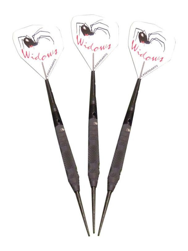 Laserdarts Black Widows 90% Tungsten Steel Tip Darts Knurled Barrel 23 Grams