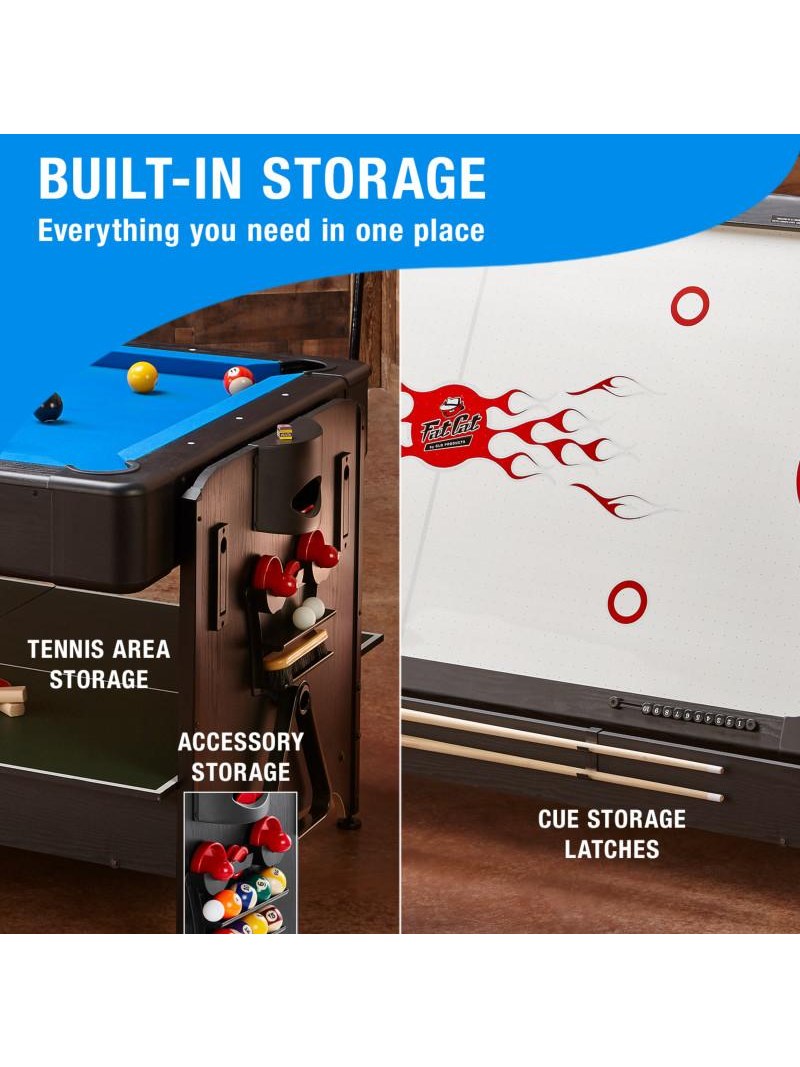 Fat Cat Original 3-in-1 Blue 7' Pockey™ Multi-Game Table