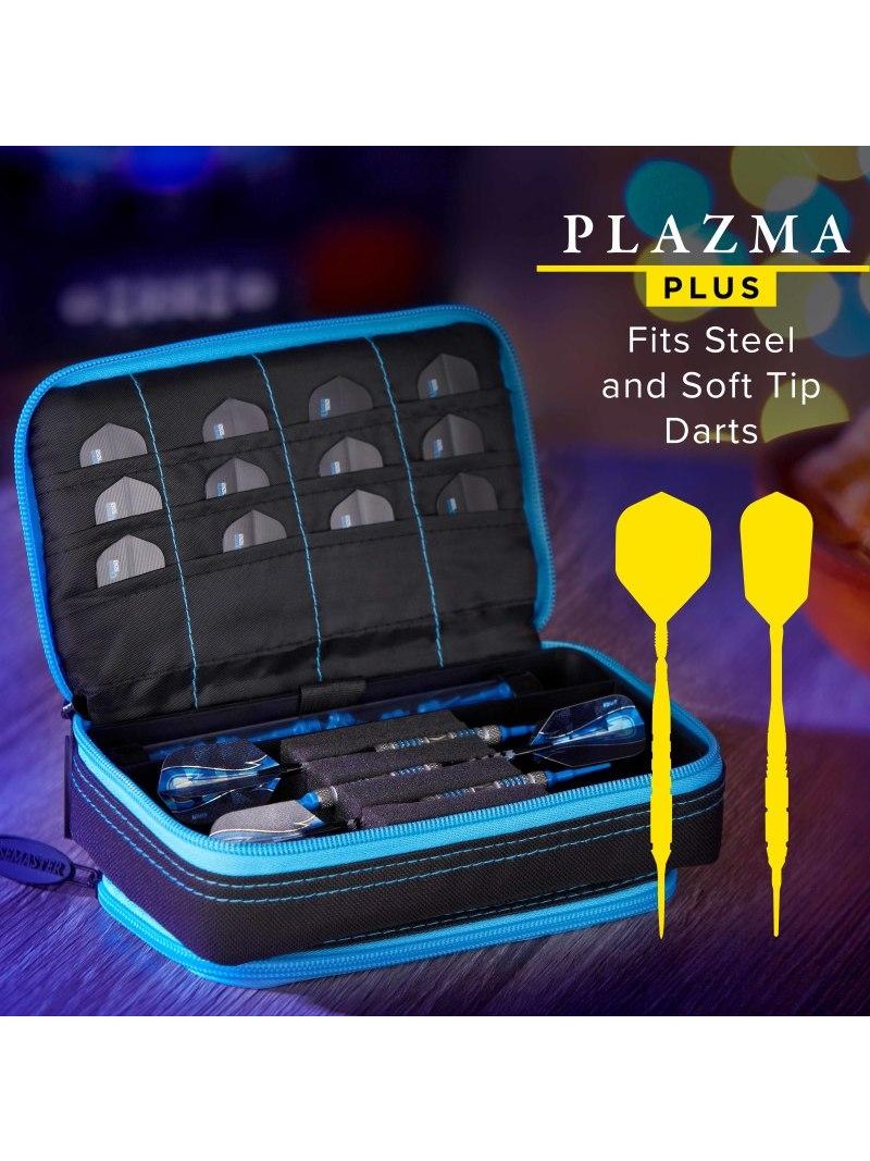 Casemaster Plazma Plus Dart Case Black with Blue Trim and Phone Pocket