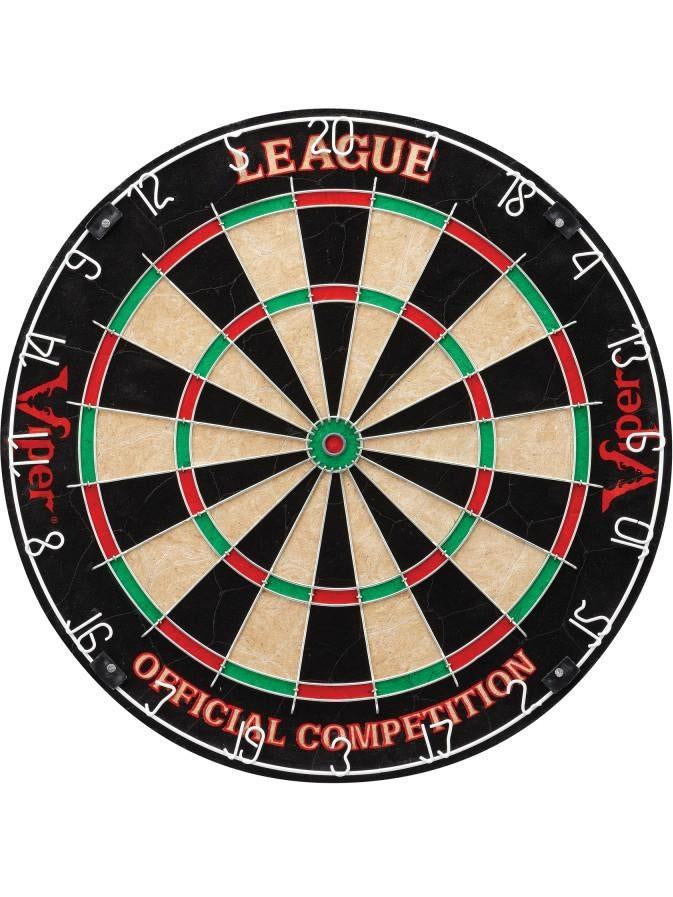 Viper League Sisal Dartboard, Metropolitan Mahogany Cabinet, Underground The Raven Steel Tip Darts & Shadow Buster Dartboard Lights
