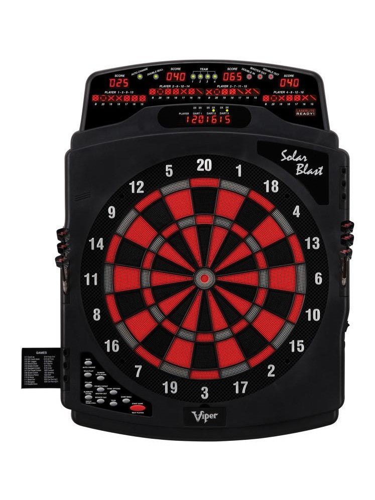 Viper Solar Blast Electronic Dartboard, Metropolitan Espresso Cabinet, Dart Mat & Shadow Buster Dartboard Light Bundle