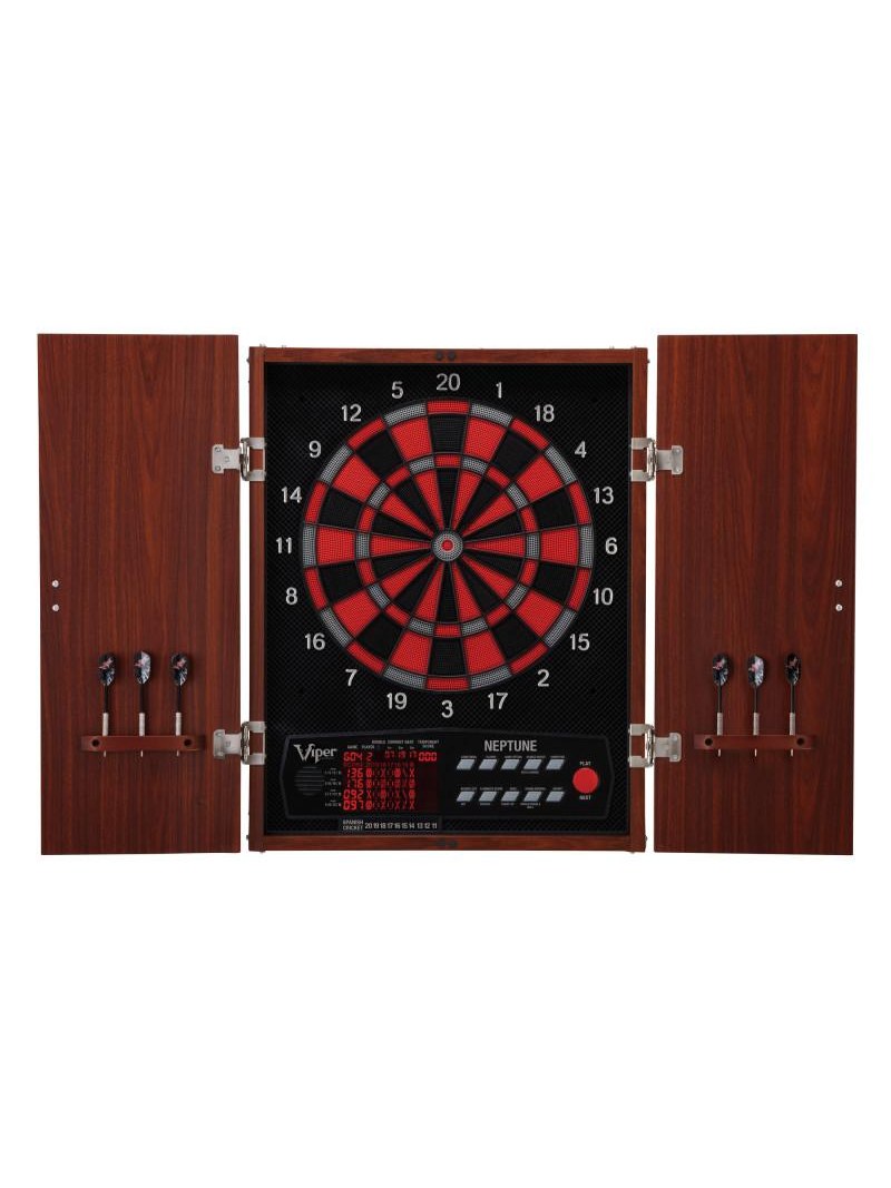 Viper Neptune Electronic Dartboard, "The Bull Starts Here" Throw Line Marker, Blazer 16g Soft Tip Darts, Dart Tip Remover Tool & Tufflex II Black Dart Tips