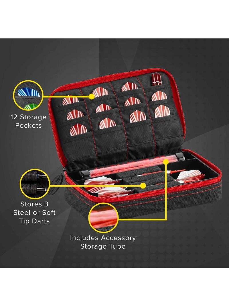 Casemaster Plazma Dart Case Black with Ruby Zipper
