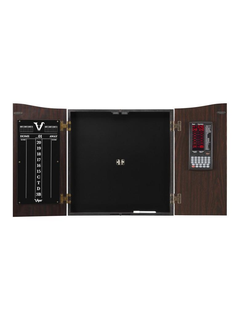 Viper Vault Deluxe Dartboard Cabinet with Built-In Pro Score, AIM 360 Dartboard, Laser Throw Line, and Shadow Buster Light