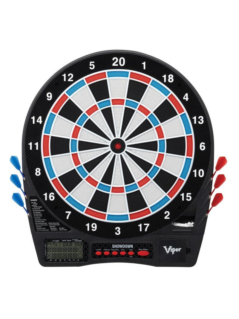 Viper Showdown Electronic Dartboard, Metropolitan Mahogany Cabinet, Padded Dart MAt & Shadow Buster Dartboard Lights
