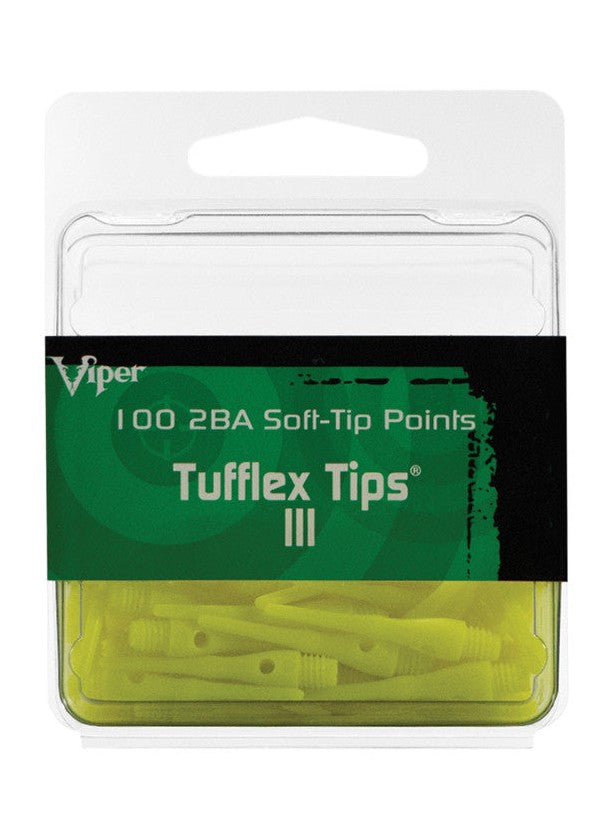Viper Tufflex Tips III 2BA Neon Yellow 100Ct Soft Dart Tips