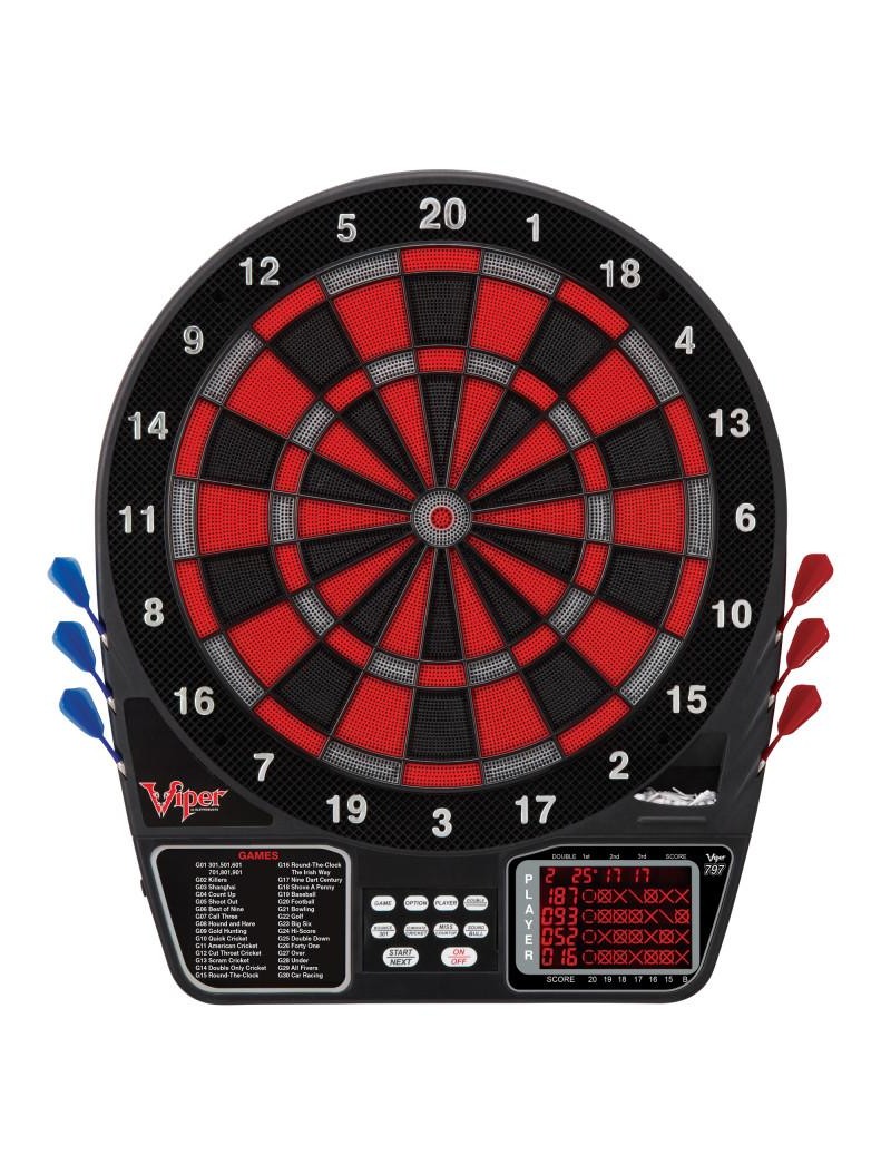 Viper 797 Electronic Dartboard, Metropolitan Mahogany Cabinet & Shadow Buster Dartboard Light Bundle