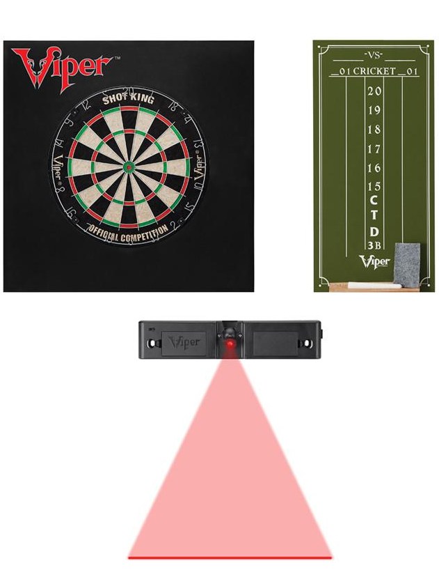 Viper Shot King Bristle Dartboard, Small Cricket Chalk Scoreboard, Dart Laser Line, and Wall Defender